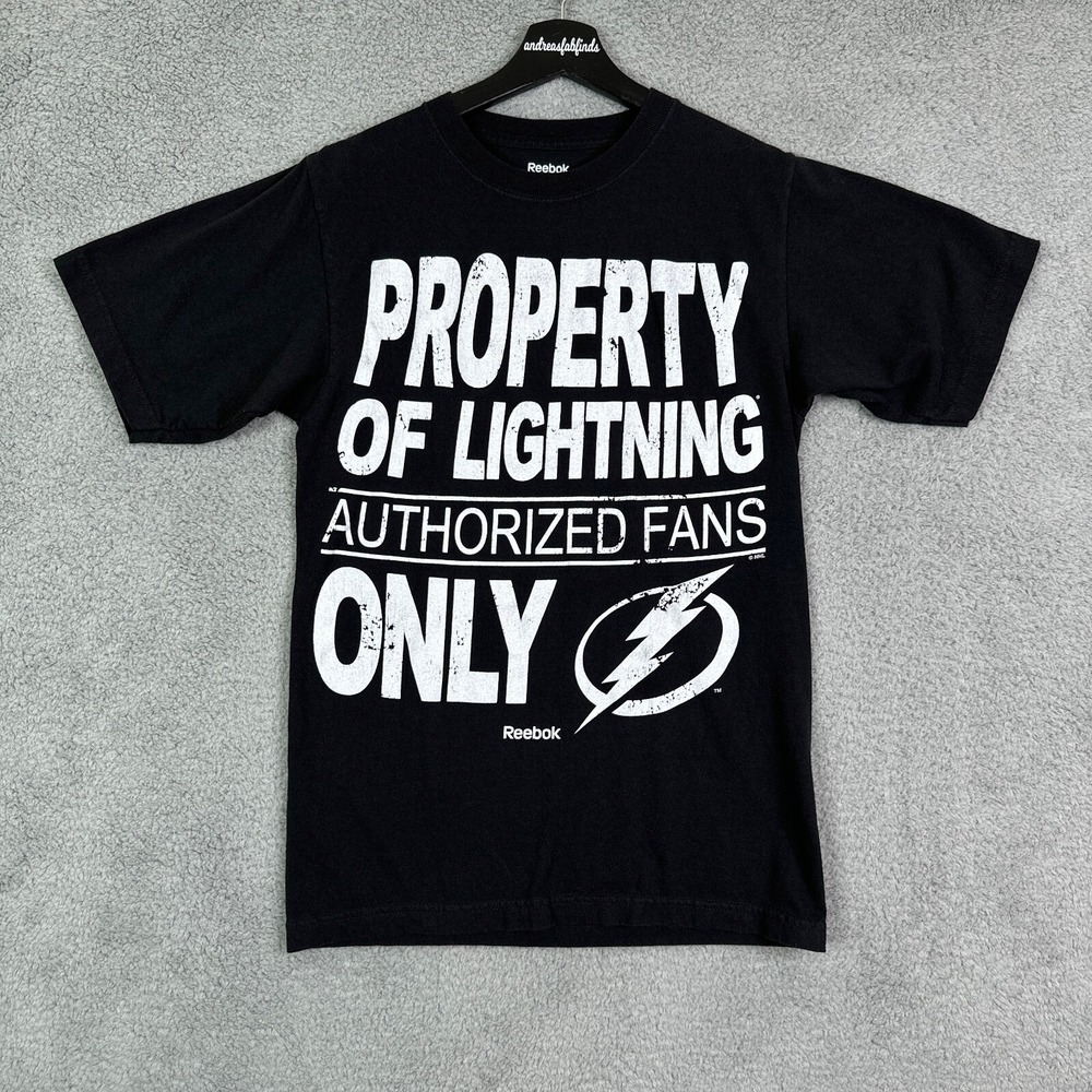 Tampa Bay Lightning Shirt Mens Small Black Authorized Fans Only Short Sleeve NHL